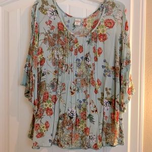 Plus size cold shoulder women’s floral top